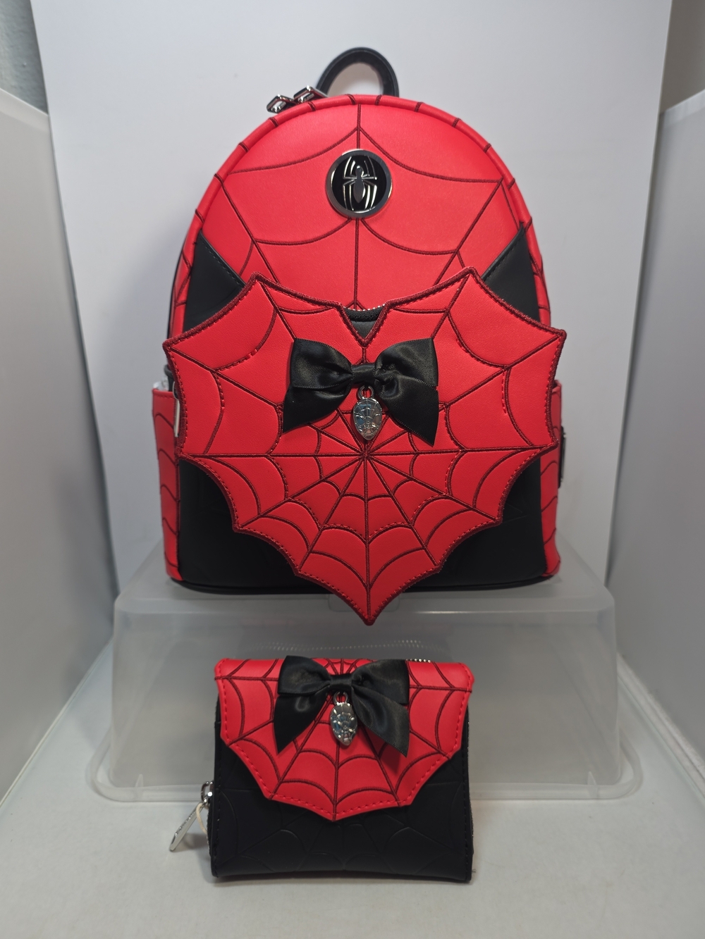 Loungefly Marvel Spider-Man Web Heart Mini Backpack & Wallet Set NWT